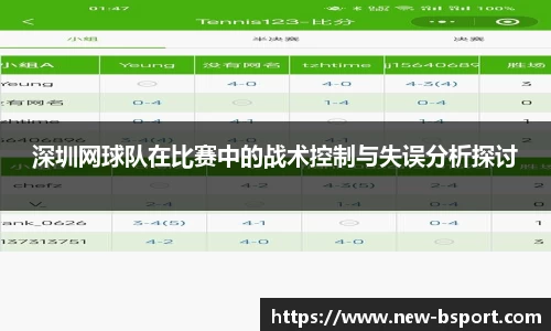 深圳网球队在比赛中的战术控制与失误分析探讨
